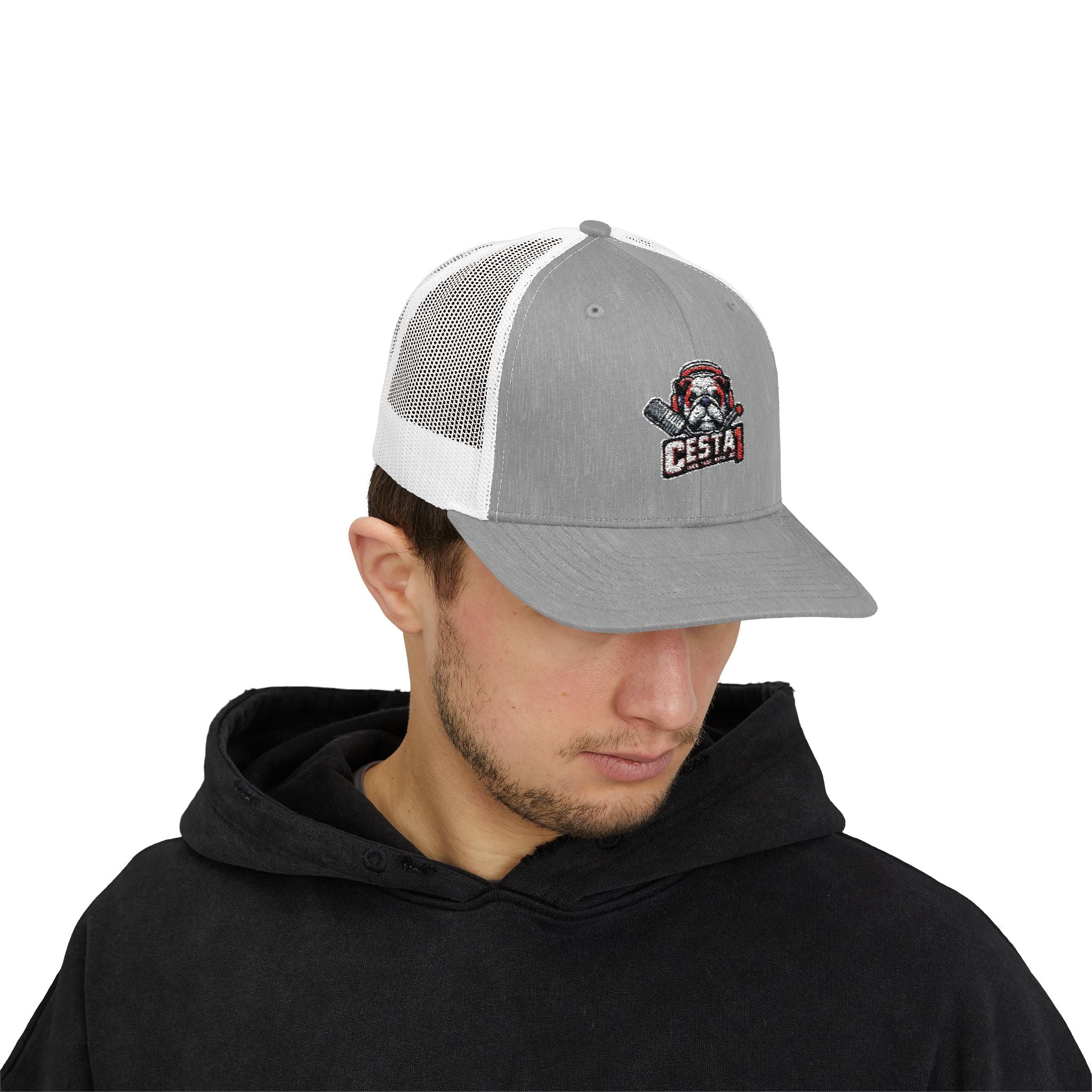 Santa Skull with Candy Cane Snapback Trucker Cap | Christmas Skull Hat