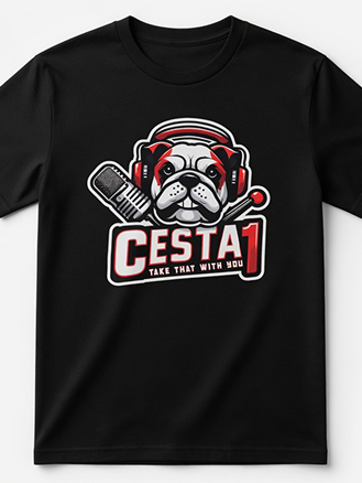 CESTA1 Bulldog Podcast Tee – 100% Cotton
